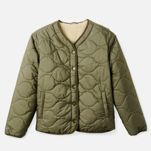 Brixton Reversible Sherpa Puffer Military Style Jacket - Picture 5 of 12